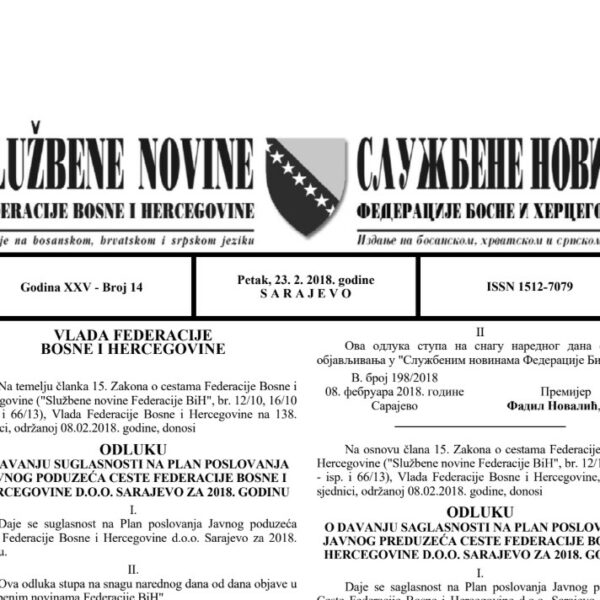 Pravni i zakonski akti - Federacija Bosne i Hercegovine 